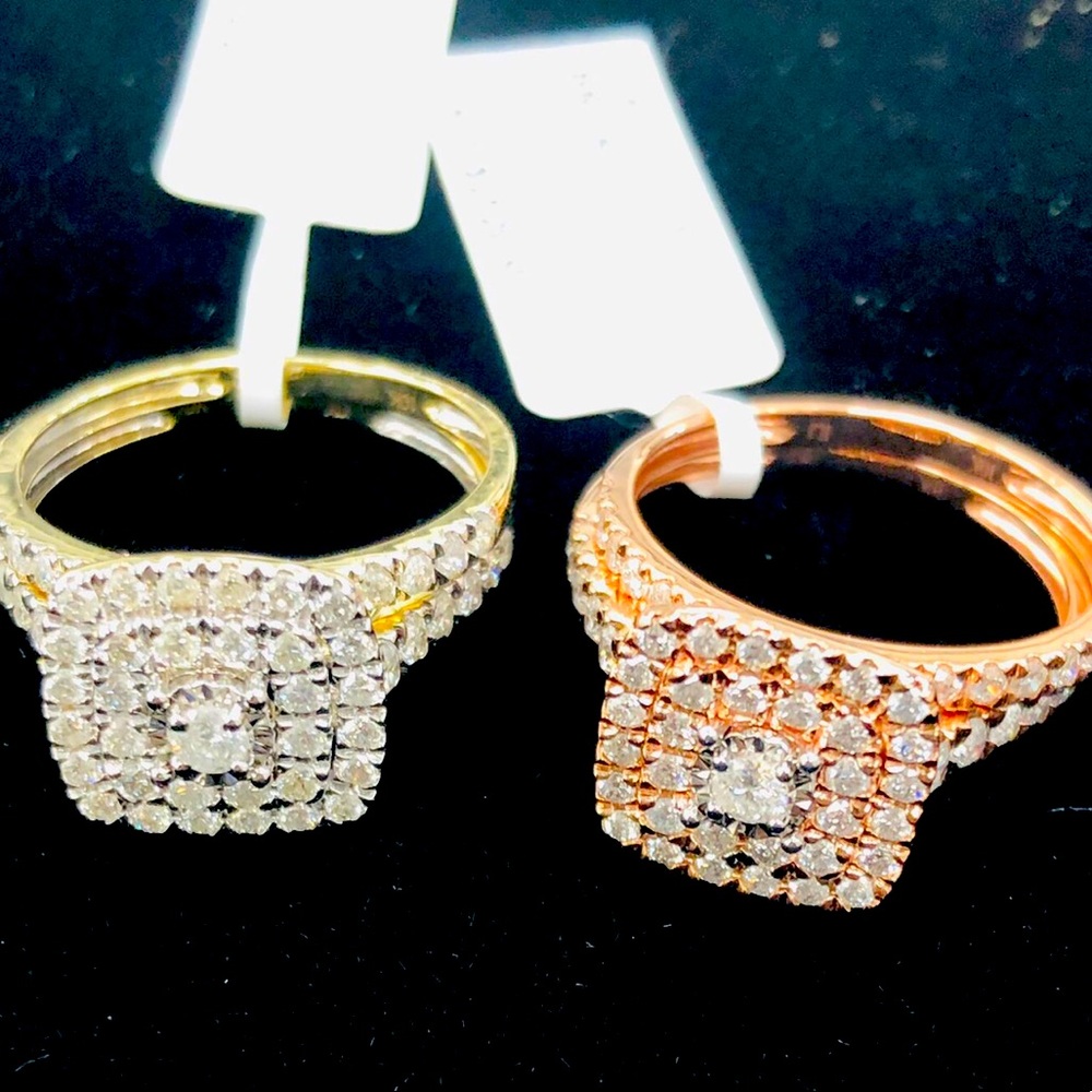 Real diamond engagement bridal ring set solid gold